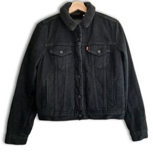 LEVI'S | Original Sherpa Lined Trucker Jean Jacket All Black Sz S